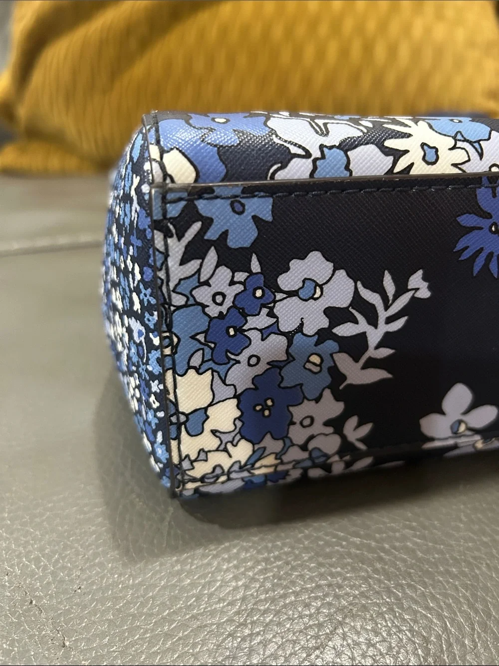 Michael Kors Kellen XS Satchel admiral navy blue floral print, crossbody strap.